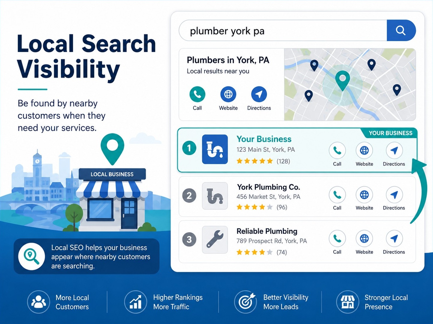 Example showing how local SEO can improve business visibility in York PA search results
